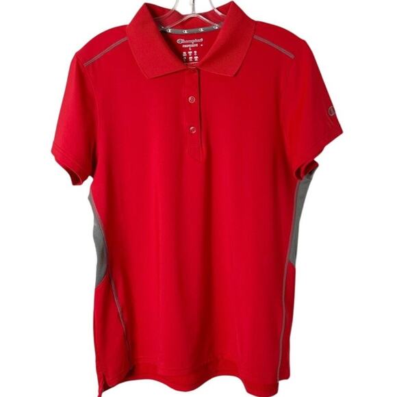Champion Men's Prime Double Dry Polo Shirt L Red & Gray Short Sleeve Athletic - Picture 1 of 7